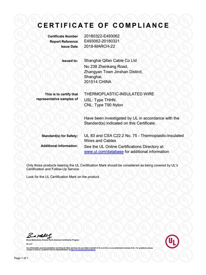 UL Solutions certificate