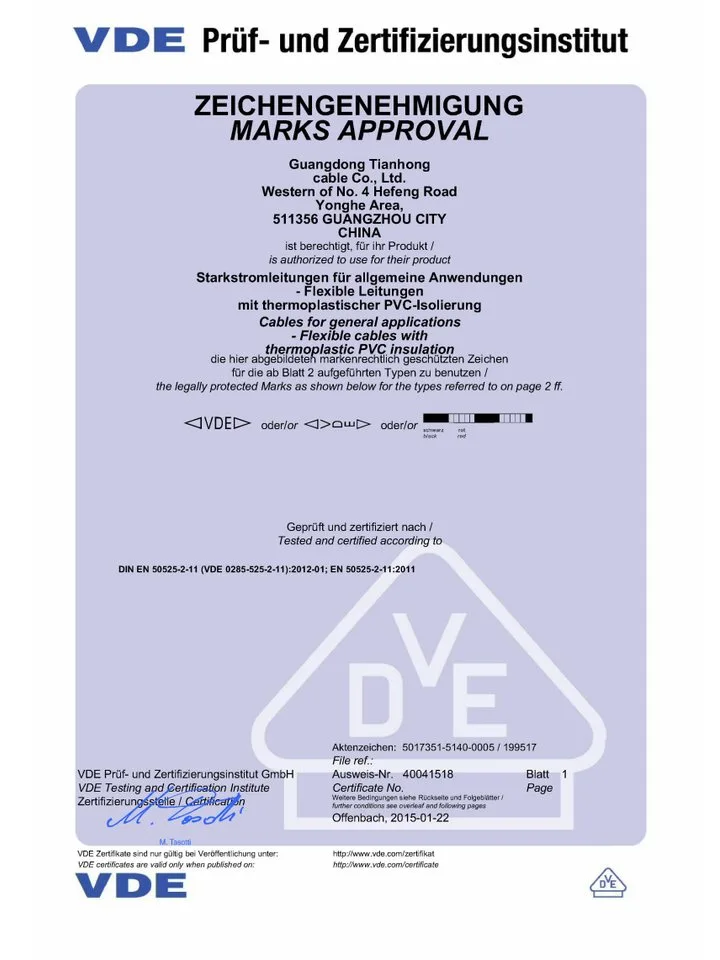 VDE Testing and Certification Institute certificate