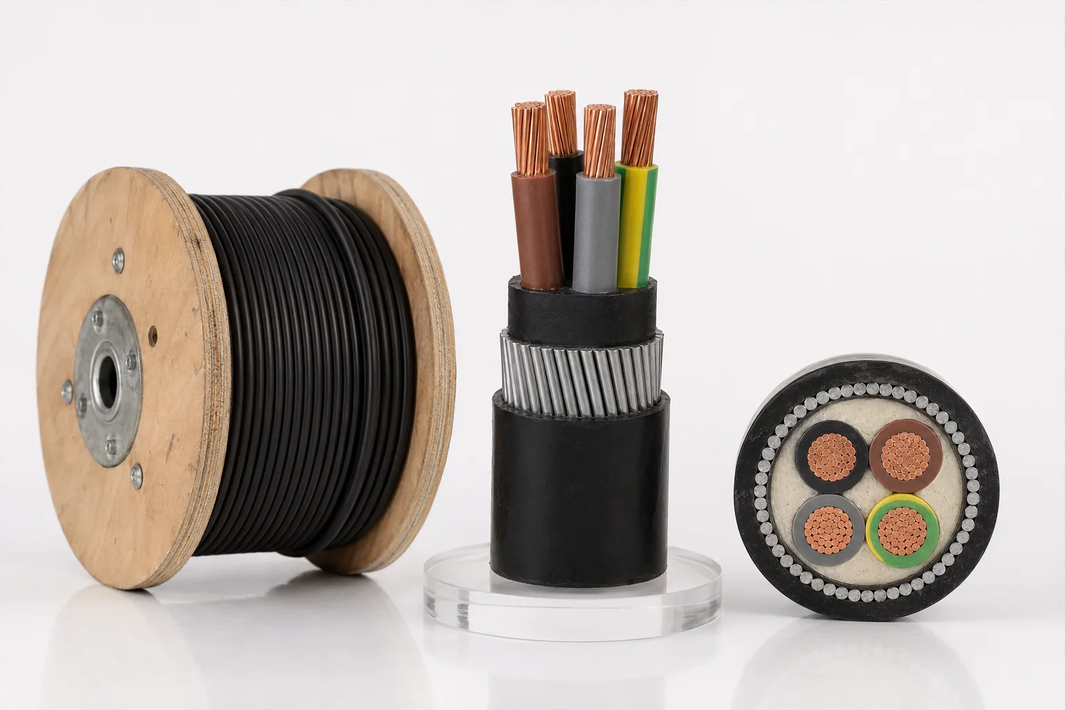 BS 5467 armoured power cable reel, construction and cross section