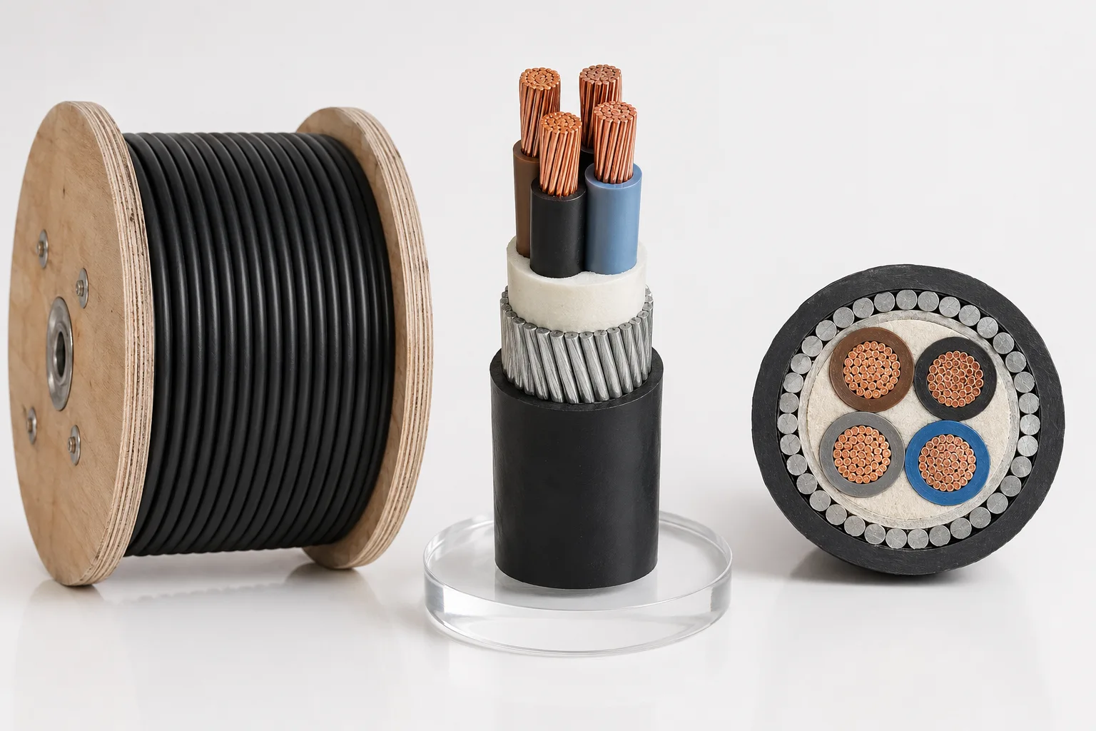 BS 6724 LSZH armoured power cable reel, construction and cross section