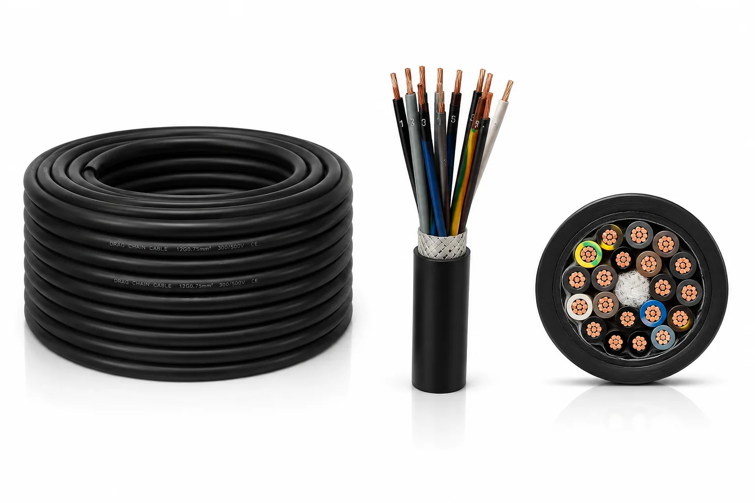 Drag chain continuous flex multicore industrial cable