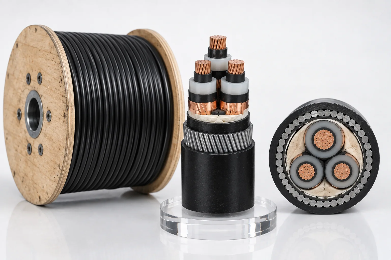 11kV XLPE medium voltage power cable with cable drum and construction cross-section